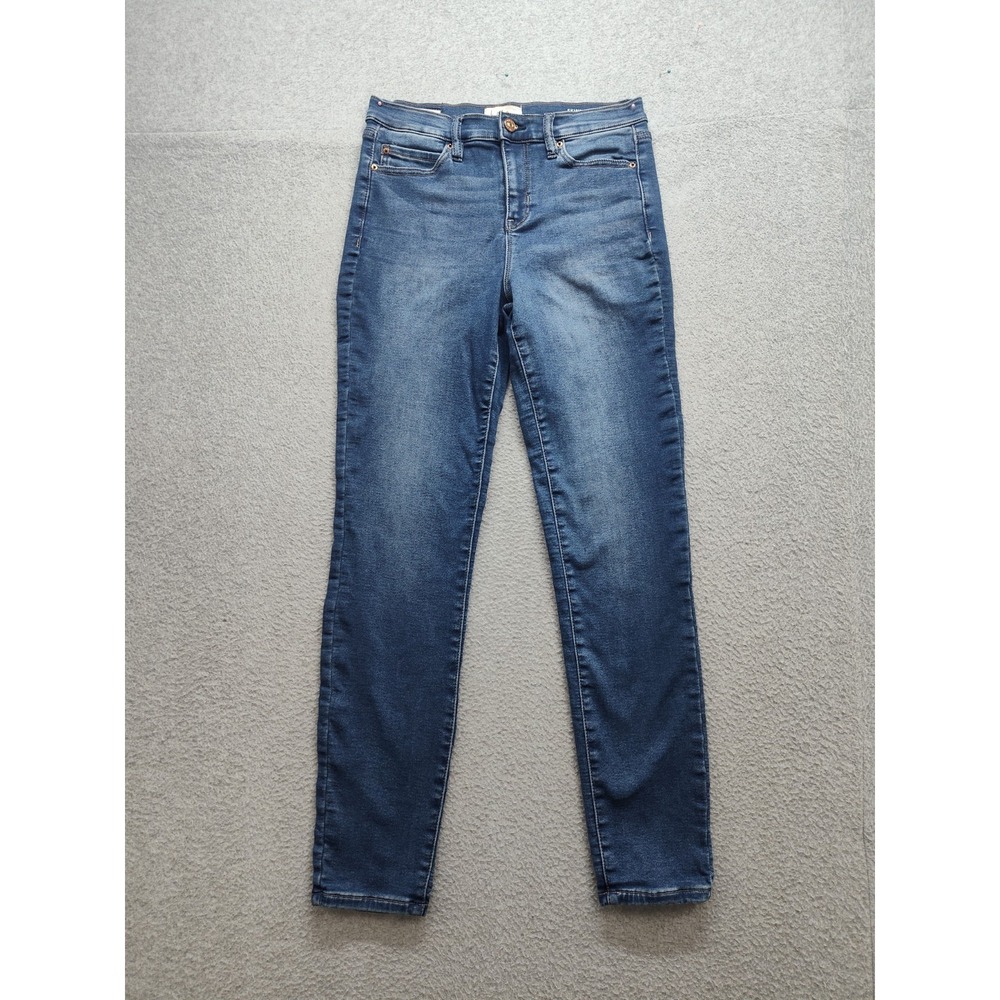 Nicole Miller Women Jean 4 Blue Denim Cotton Blend Skinny Fit High Rise Stretch